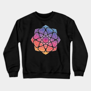 Sunset Watercolor Crystal Mandala - White Outline Crewneck Sweatshirt